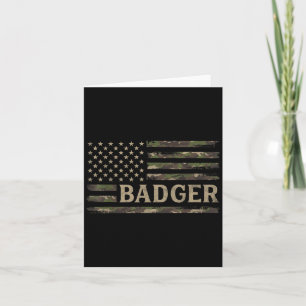 Camo Badger Camourflage Usa Flag Animal Lover Card