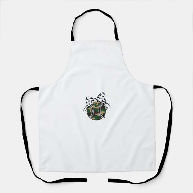 Camo Baseball with Polka Dot Bow Apron (Front)