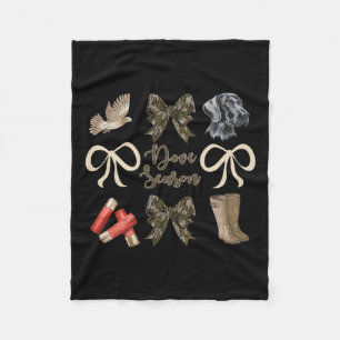 Camo Bow Coquette Dove Season Hunting Dove Hunter Fleece Blanket