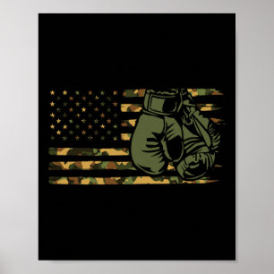 Camo Boxing Usa Flag For Boxer - American Flag Box Poster