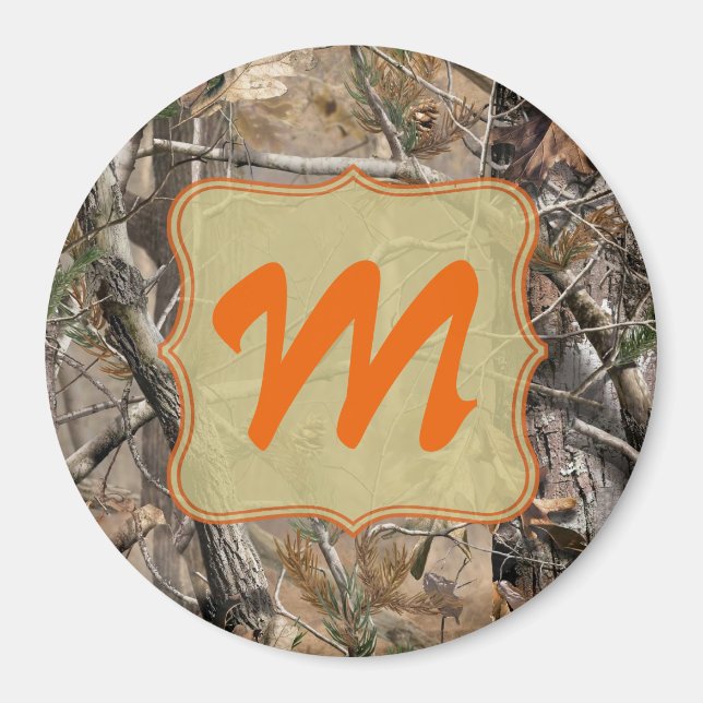 Camo Camouflage Hunting Monogram Initial Magnet (Front)
