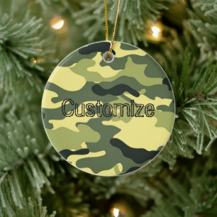 Camo Camping Hunting Green Camouflage Customise Ceramic Ornament