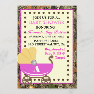 Camo Carriage Baby Shower Party Invitation