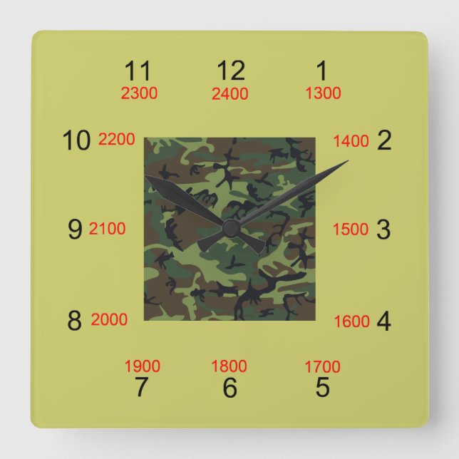 Camo Centre Military Time Wall Clock (Front)
