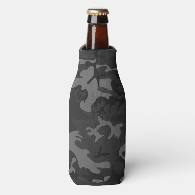 Camo Charcoal Grey Bottle Cooler (Bottle Front)