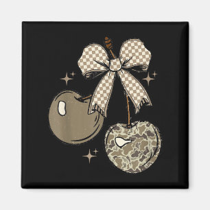 Camo Checkered Cherry Bow, Hunting,checkered Patte Magnet