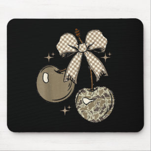 Camo Checkered Cherry Bow, Hunting,checkered Patte Mouse Pad