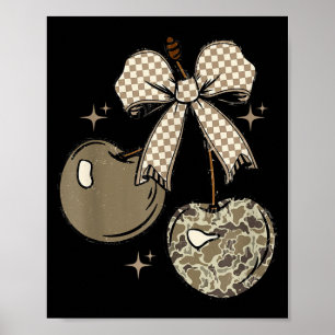 Camo Checkered Cherry Bow, Hunting,checkered Patte Poster