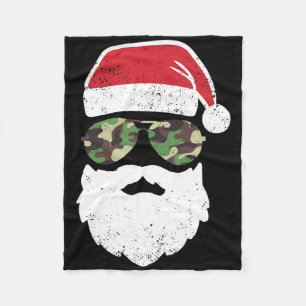Camo Christmas In July Retro Vintage Camo Christma Fleece Blanket