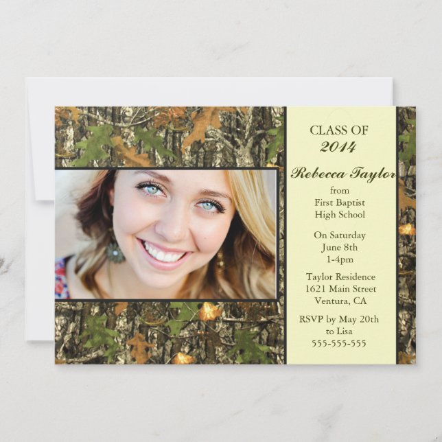 Camo Class of 2014 Graduation Invitation (Front)