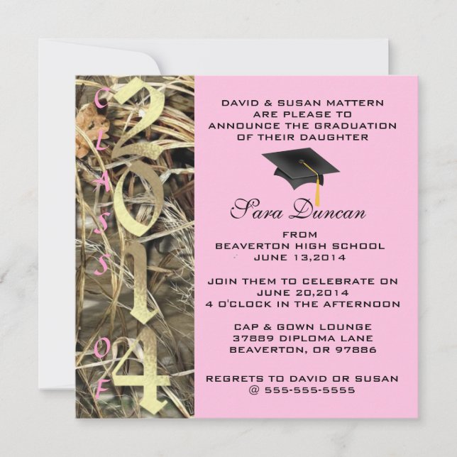 Camo Classic Elegant 2014 Graduation Invitation (Front)