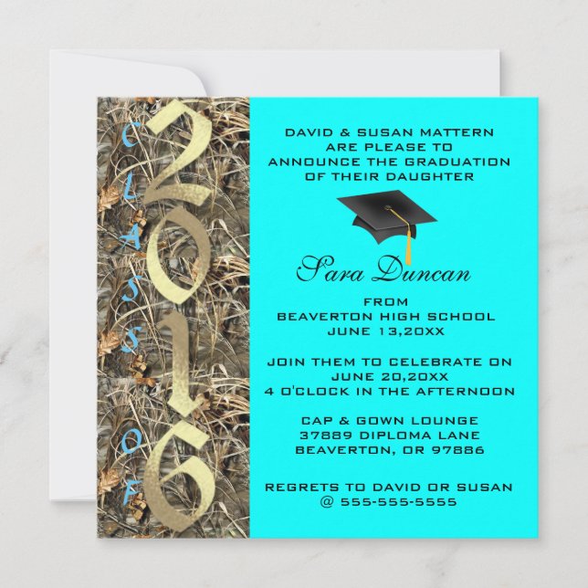 Camo Classic Elegant 2016 Graduation Invitation (Front)