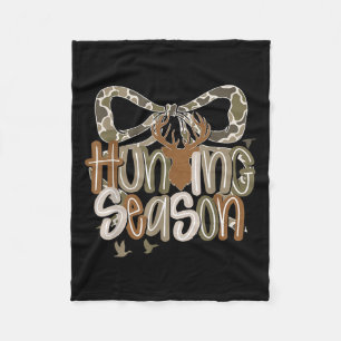 Camo Coquette Bow Deer Hunt Duck Hunting Women Gir Fleece Blanket