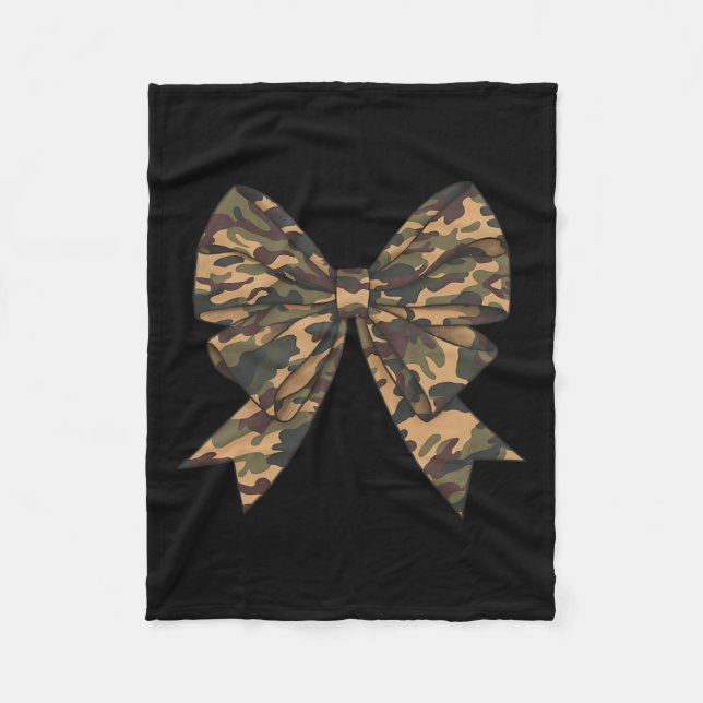 Camo Coquette Bow Duck Hunting Girls Kids Women Hu Fleece Blanket (Front)