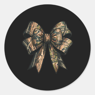 Camo Coquette Bow Duck Hunting Hunt Mum Camouflage Classic Round Sticker