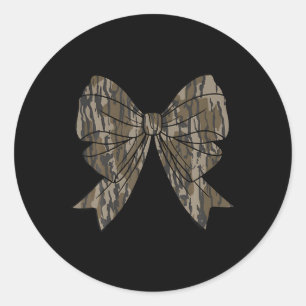 Camo Coquette Bow Hunt Hunting Women Girls Kids Classic Round Sticker