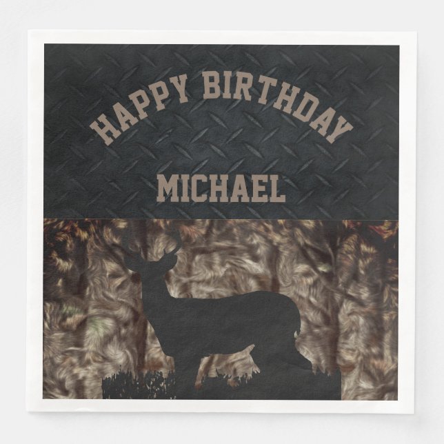 Camo Country Hunting Birthday Napkins (Front)
