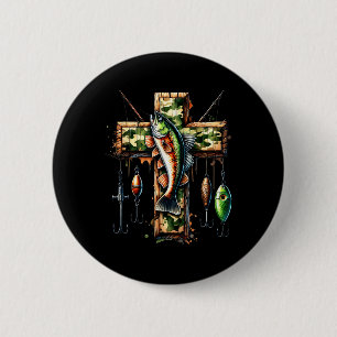 Camo Cross Fishing Faith Christian Fisherman Hunte 6 Cm Round Badge