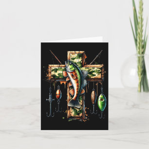 Camo Cross Fishing Faith Christian Fisherman Hunte Card