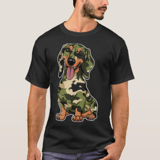 Camo Dachshund Pet Owner Camouflage Dog Lover T-Shirt