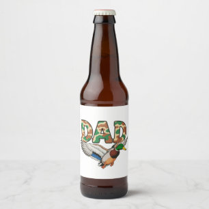Camo Dad Duck Hunting Father’s Day Grandpa Husband Beer Bottle Label