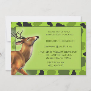 Camo Deer Birthday Invitation