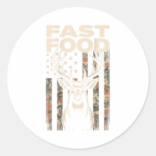 Camo Deer Hunting Fast Food Gag Hunter Gift Funny Classic Round Sticker