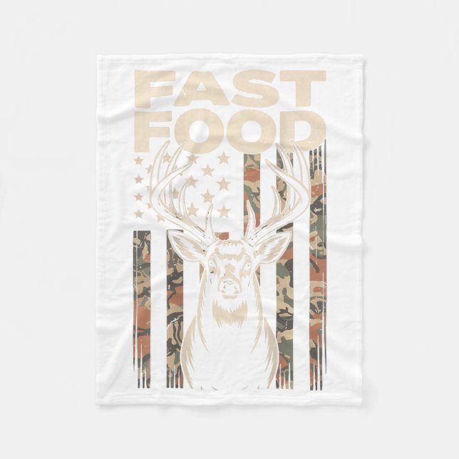 Camo Deer Hunting Fast Food Gag Hunter Gift Funny  Fleece Blanket (Front)