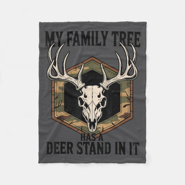 Camo Deer Hunting My Family Tree Has Deer Stand In Fleece Blanket (Front)