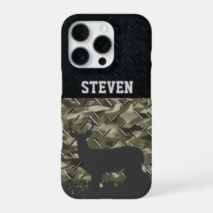 Camo Deer Hunting Personalised Buck Antlers iPhone 16 Pro Case