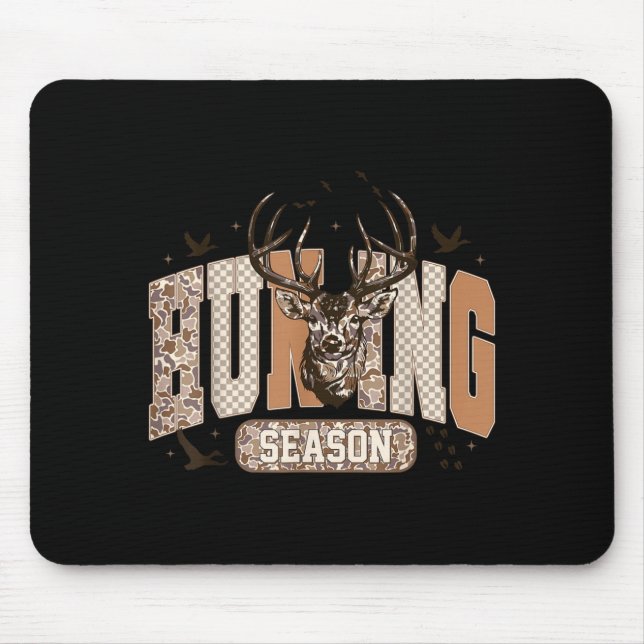Camo Deer Hunting Season Wildlife Buck Antlers Hun Mouse Pad (Front)