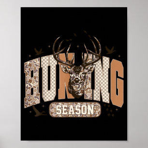 Camo Deer Hunting Season Wildlife Buck Antlers Hun Poster