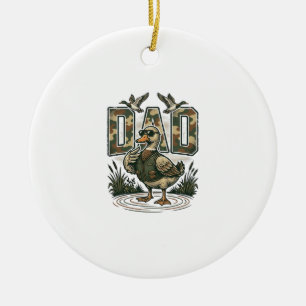 Camo Duck Dad Vintage Engraving T-Shirt Design_1 Ceramic Ornament