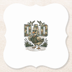 Camo Duck Dad Vintage Engraving T-Shirt Design_1 Paper Coaster