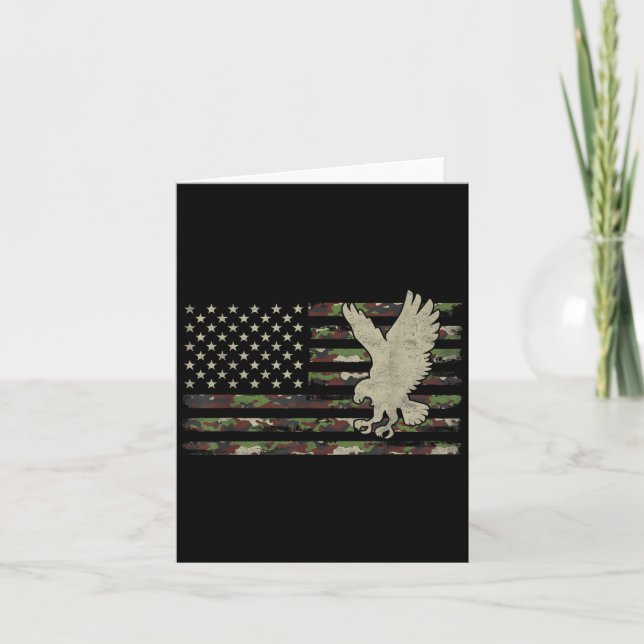 Camo Eagle Camourflage Usa Flag Hunter Card (Front)