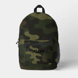Camo Earthy Green Browns Black Accents Modern Printed Backpack