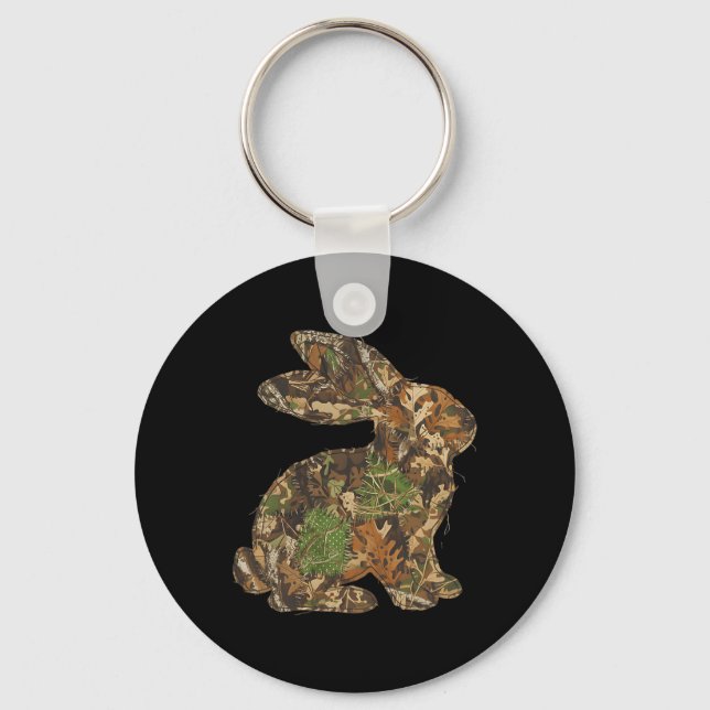 Camo Easter Bunny Patchwork Spring Rabbit Men Wome Key Ring (Front)