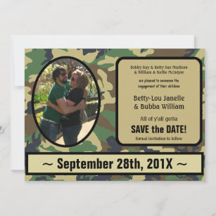 Camo Engagement Announcement Save the Date Invite