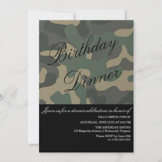 Camo Event Invitation, Dinner, Party, New Baby Invitation