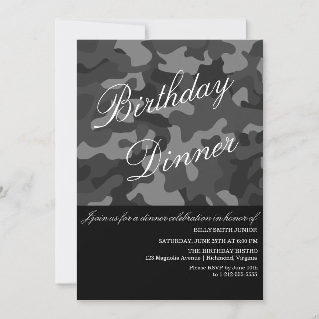 Camo Event Invitation, Dinner, Party, New Baby Invitation (Front)