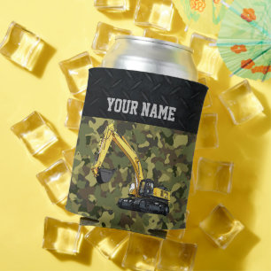 Camo Excavator Construction Equipment Cool Name Can Cooler