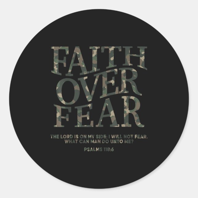 Camo Faith Over Fear Christian Jesus Youth God Son Classic Round Sticker (Front)