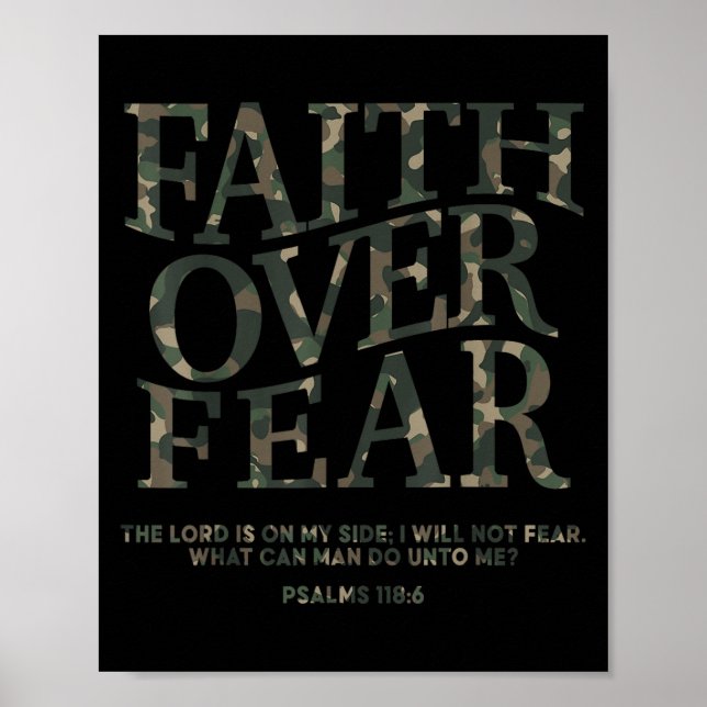 Camo Faith Over Fear Christian Jesus Youth God Son Poster (Front)