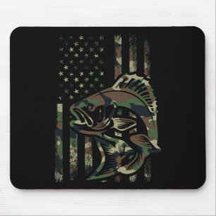 Camo Fishing Men Boys American Flag Byss Fishing Mouse Pad