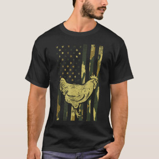 Camo Flag Chicken Military Farm Animal Patriotic T-Shirt