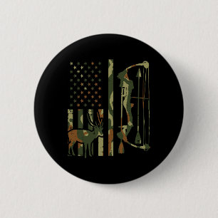 Camo Flag Deer Bow Hunting Patriotic Hunter Dad Ar 6 Cm Round Badge