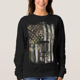 Camo Flag Disc Golf Basket Vintage Golfing Patriot Sweatshirt