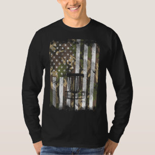 Camo Flag Disc Golf Basket Vintage Golfing Patriot T-Shirt