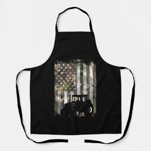 Camo Flag Tractor Vintage Farm Truck Patriotic Far Apron