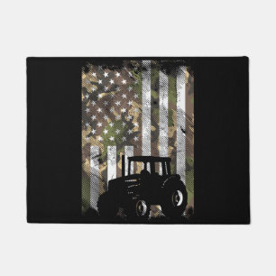 Camo Flag Tractor Vintage Farm Truck Patriotic Far Doormat